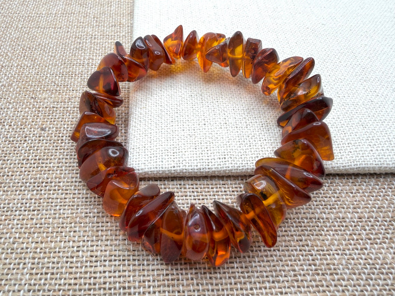 Baltic Amber Honey Chunk Stretch Bracelet – Natural Organic Amber Jewelry