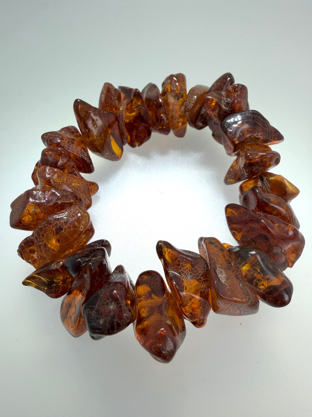 Baltic Amber Honey and Cherry Chunk Stretch Bracelet – Natural Organic Amber Jewelry