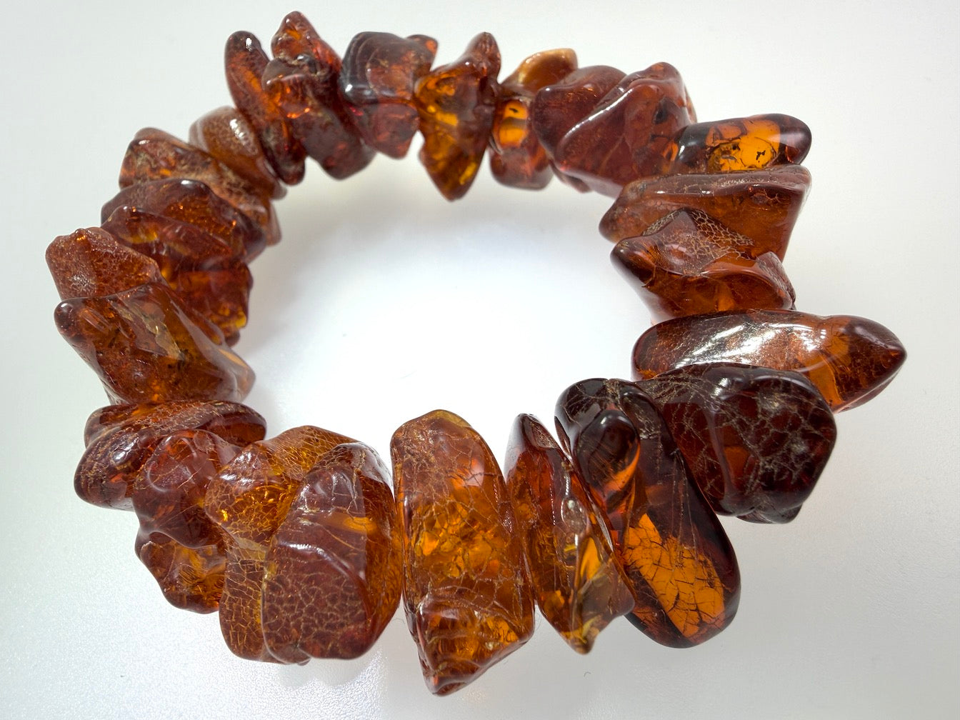Baltic Amber Honey and Cherry Chunk Stretch Bracelet – Natural Organic Amber Jewelry