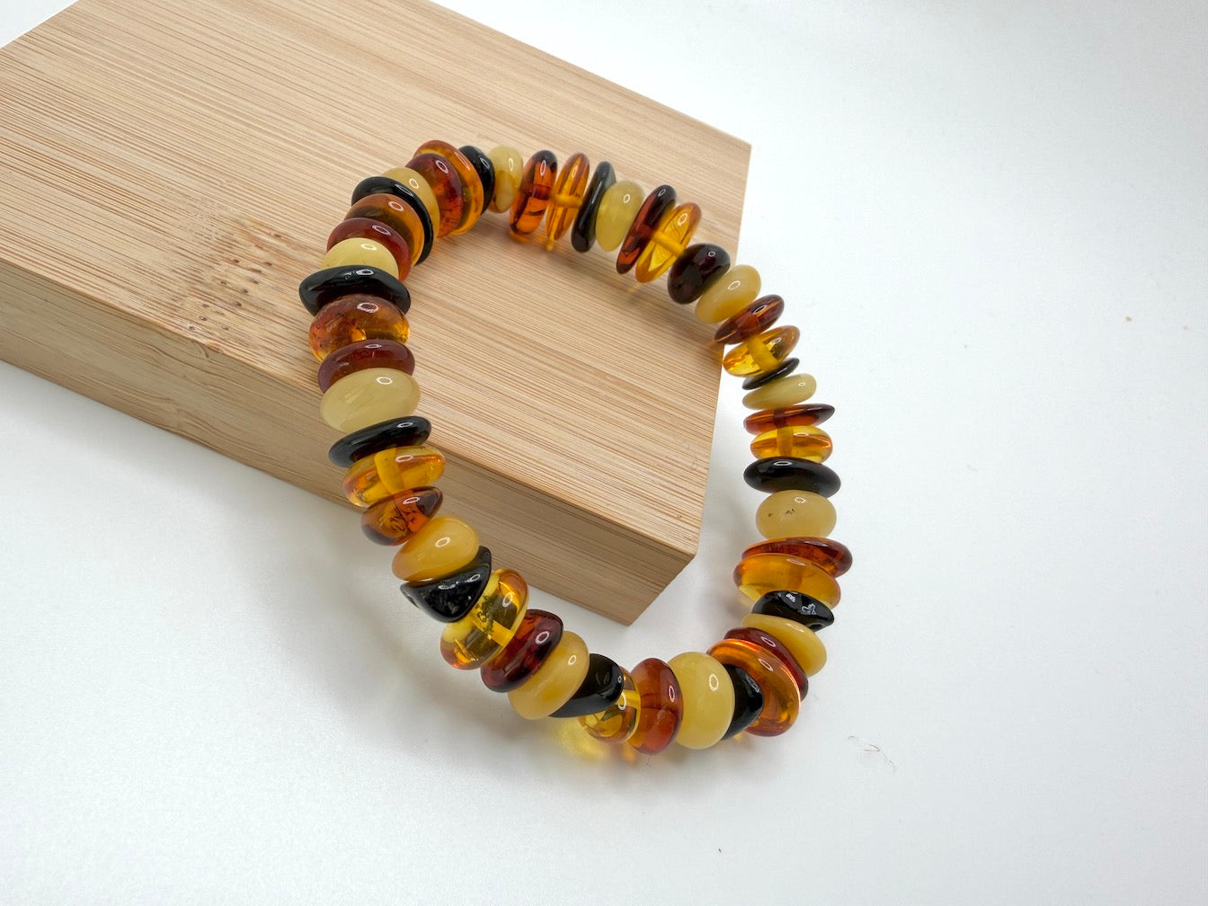 Polished Baltic Amber Honey Stretch Bracelet – Natural Organic Amber Chunks