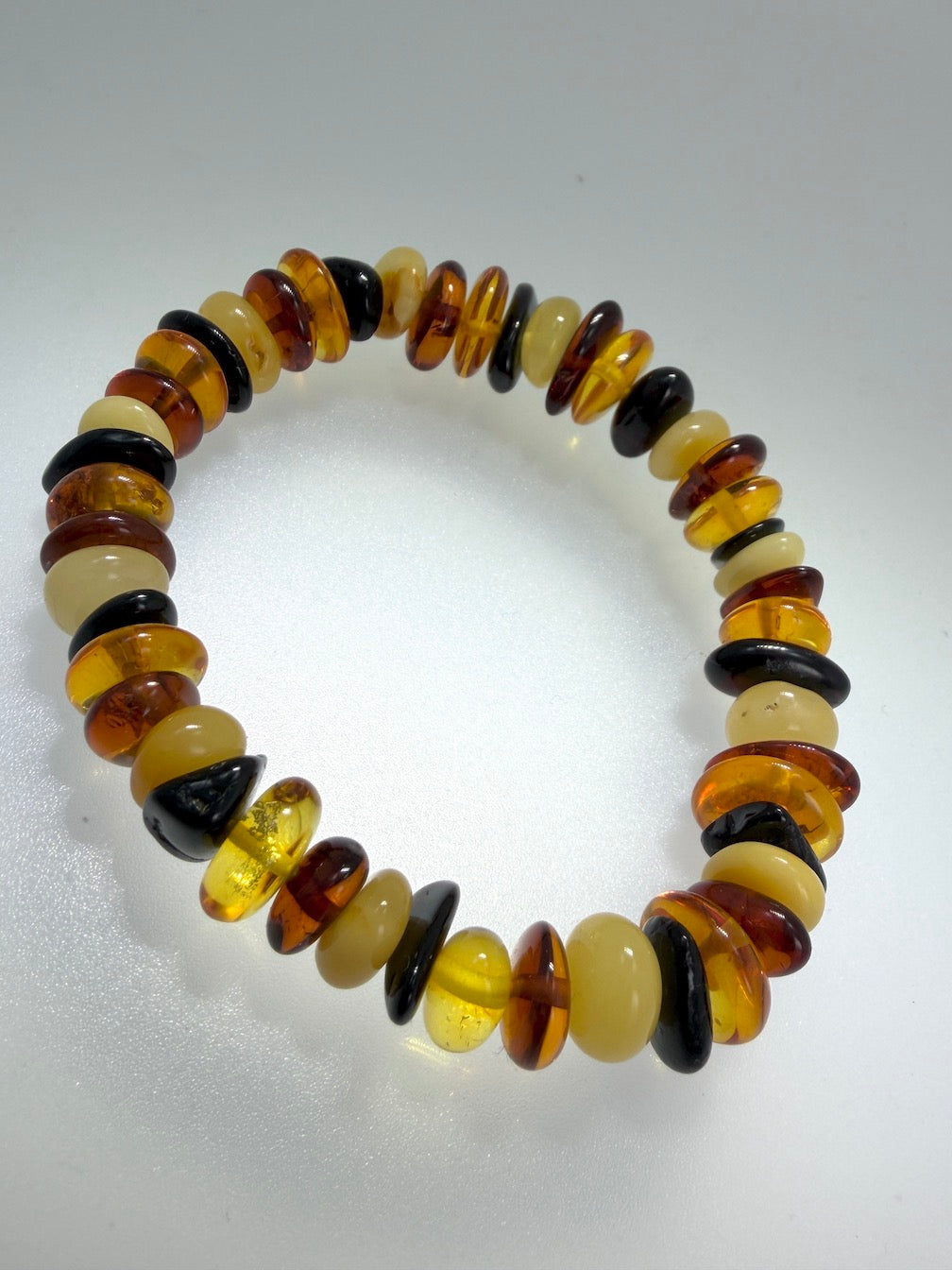 Polished Baltic Amber Honey Stretch Bracelet – Natural Organic Amber Chunks