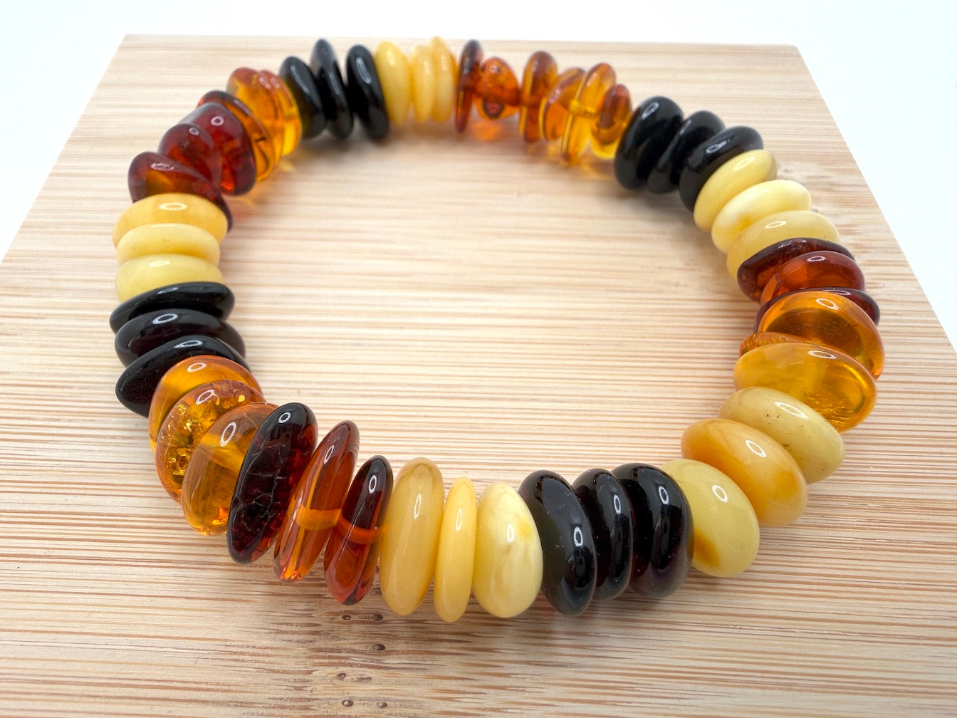 Baltic Amber Honey Stretch Bracelet – Polished Natural Organic Amber Chunks