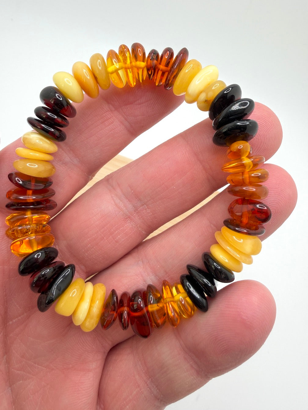 Baltic Amber Honey Stretch Bracelet – Polished Natural Organic Amber Chunks