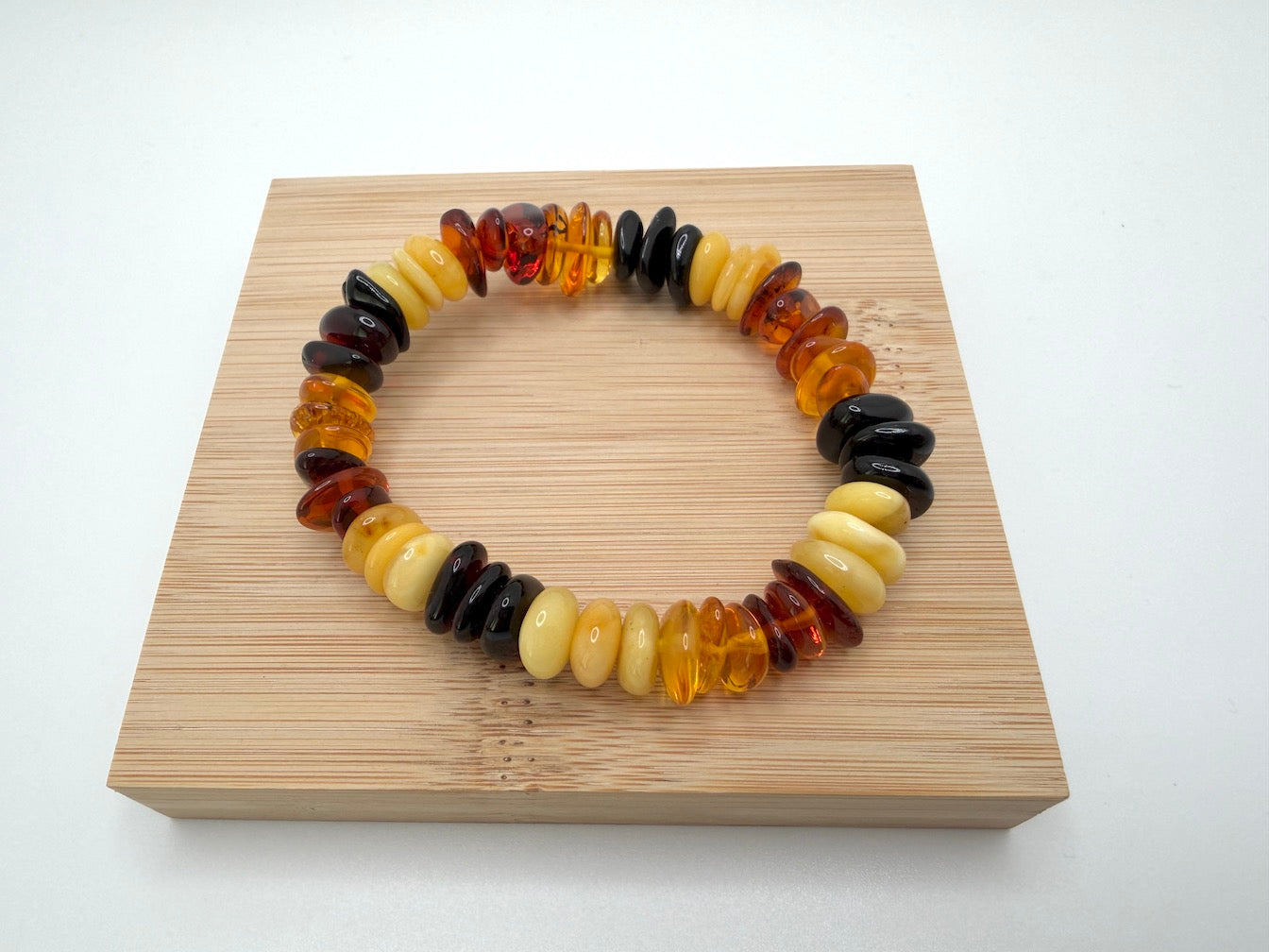 Baltic Amber Honey Stretch Bracelet – Polished Natural Organic Amber Chunks