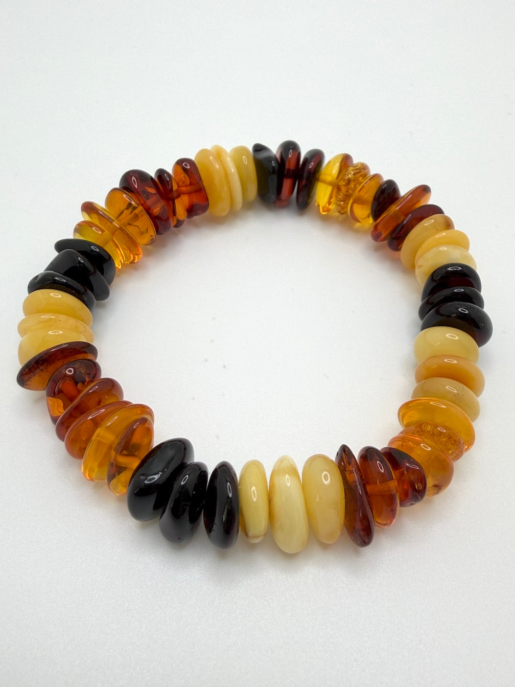 Baltic Amber Honey Stretch Bracelet – Polished Natural Organic Amber Chunks