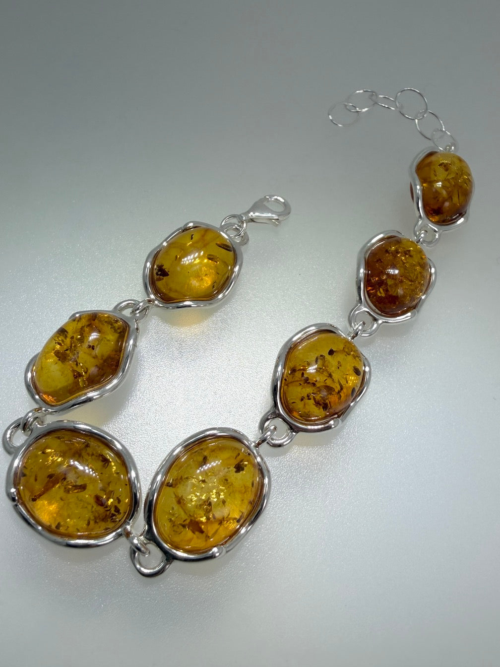 Baltic Amber Link Bracelet Adjustable to 8 1/2” inches