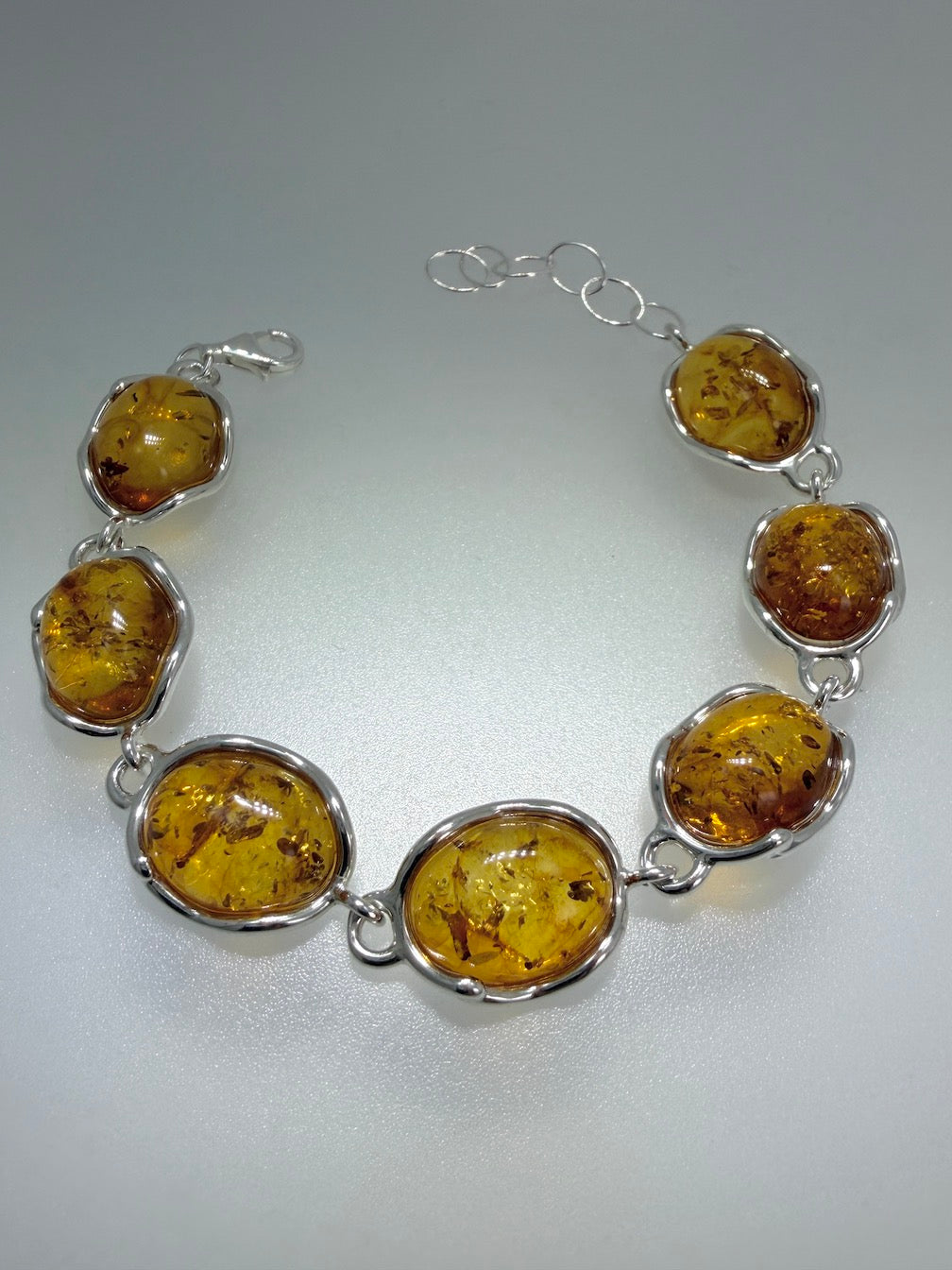 Baltic Amber Link Bracelet Adjustable to 8 1/2” inches