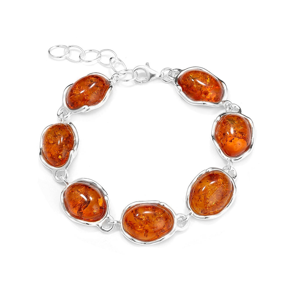 Baltic Amber Link Bracelet Adjustable to 8 1/2” inches
