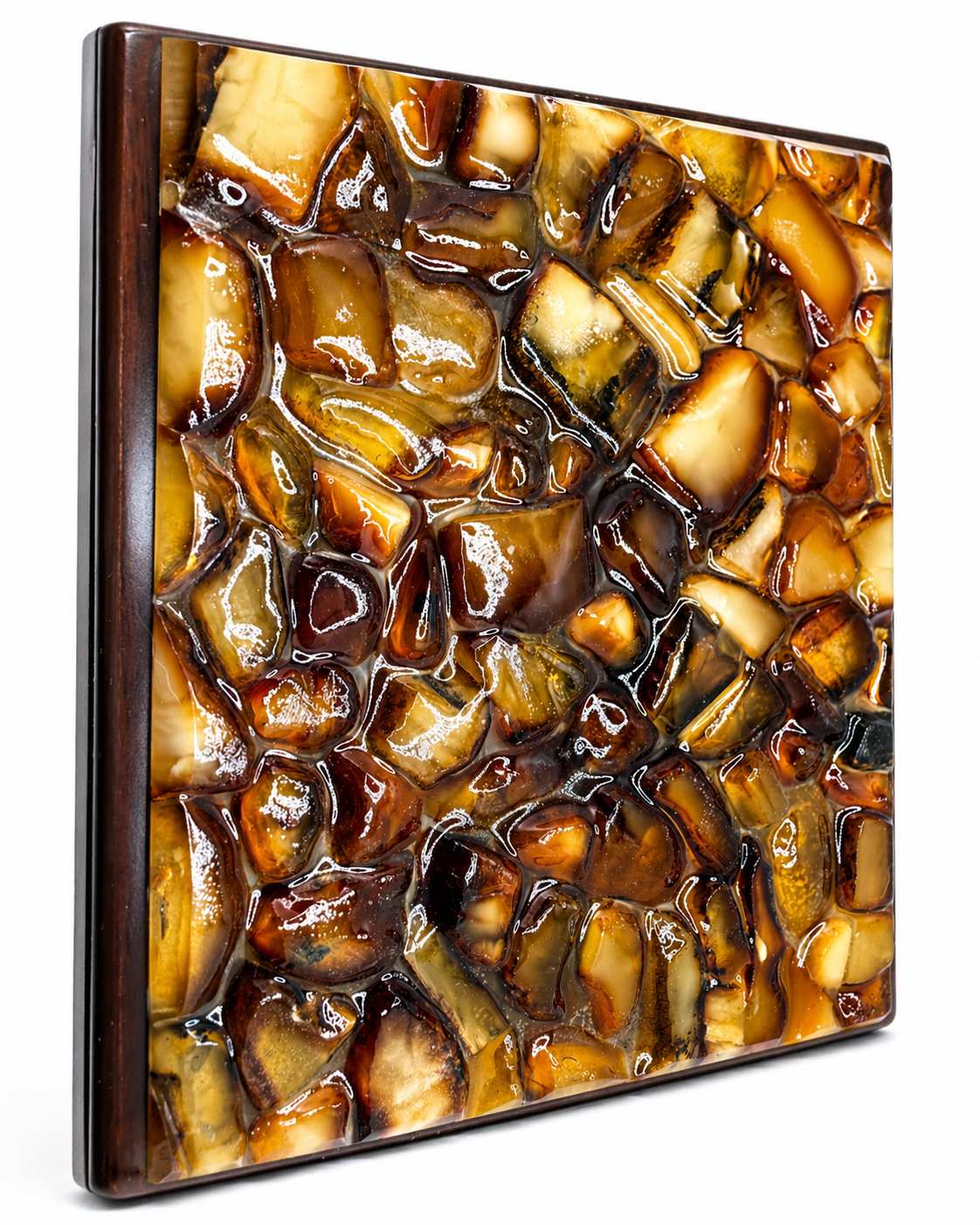 Baltic Amber Mosaic Jewelry Box | Solid Wood Keepsake Box | Honey & Butterscotch Ombre Amber Lid | Handmade Amber Gift Box | Magnetic Closure