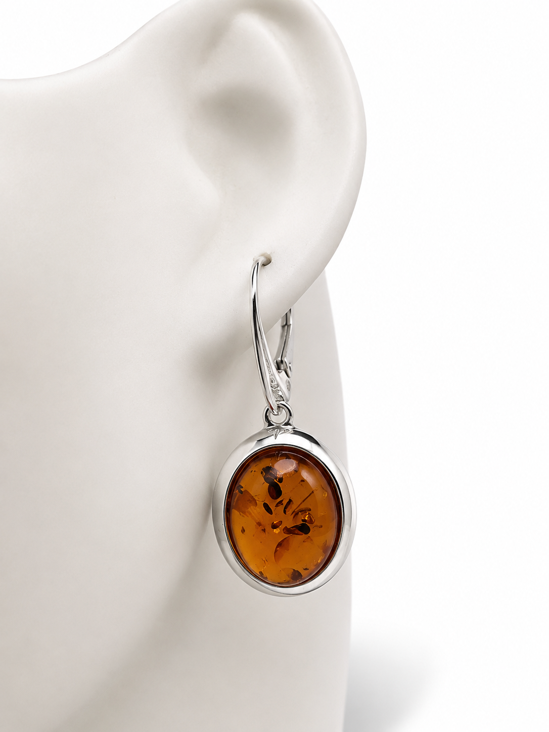 Honey Baltic Amber Sterling Silver Necklace and Leverback Earrings Jewelry Set