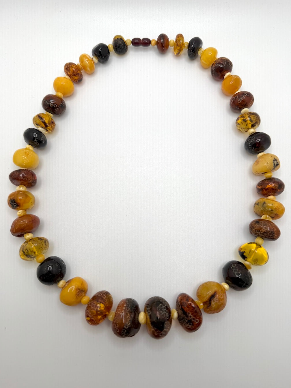 Baltic Amber Ombre Bead Necklace – Multicolor Graduated Design