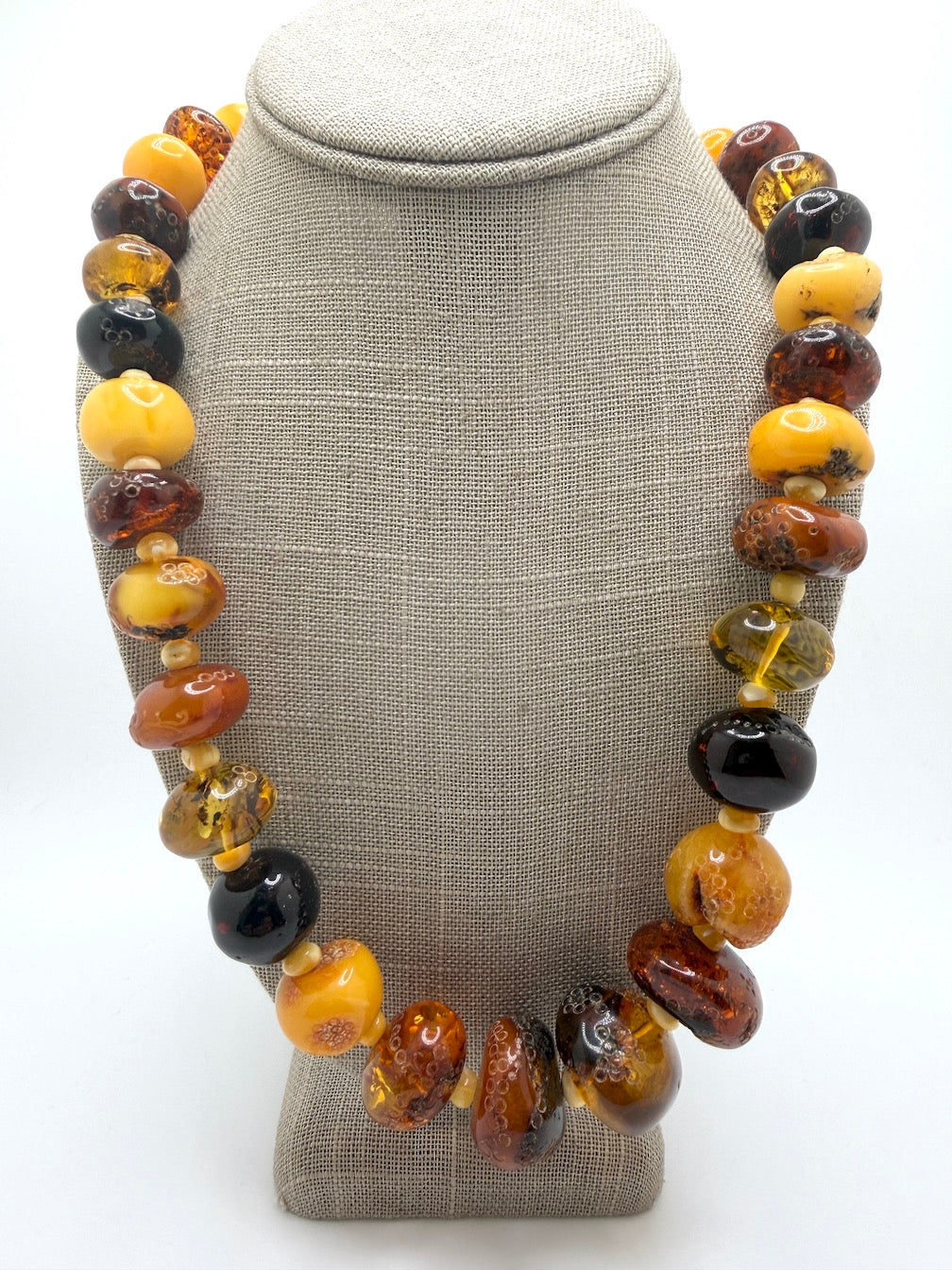 Baltic Amber Ombre Bead Necklace – Multicolor Graduated Design