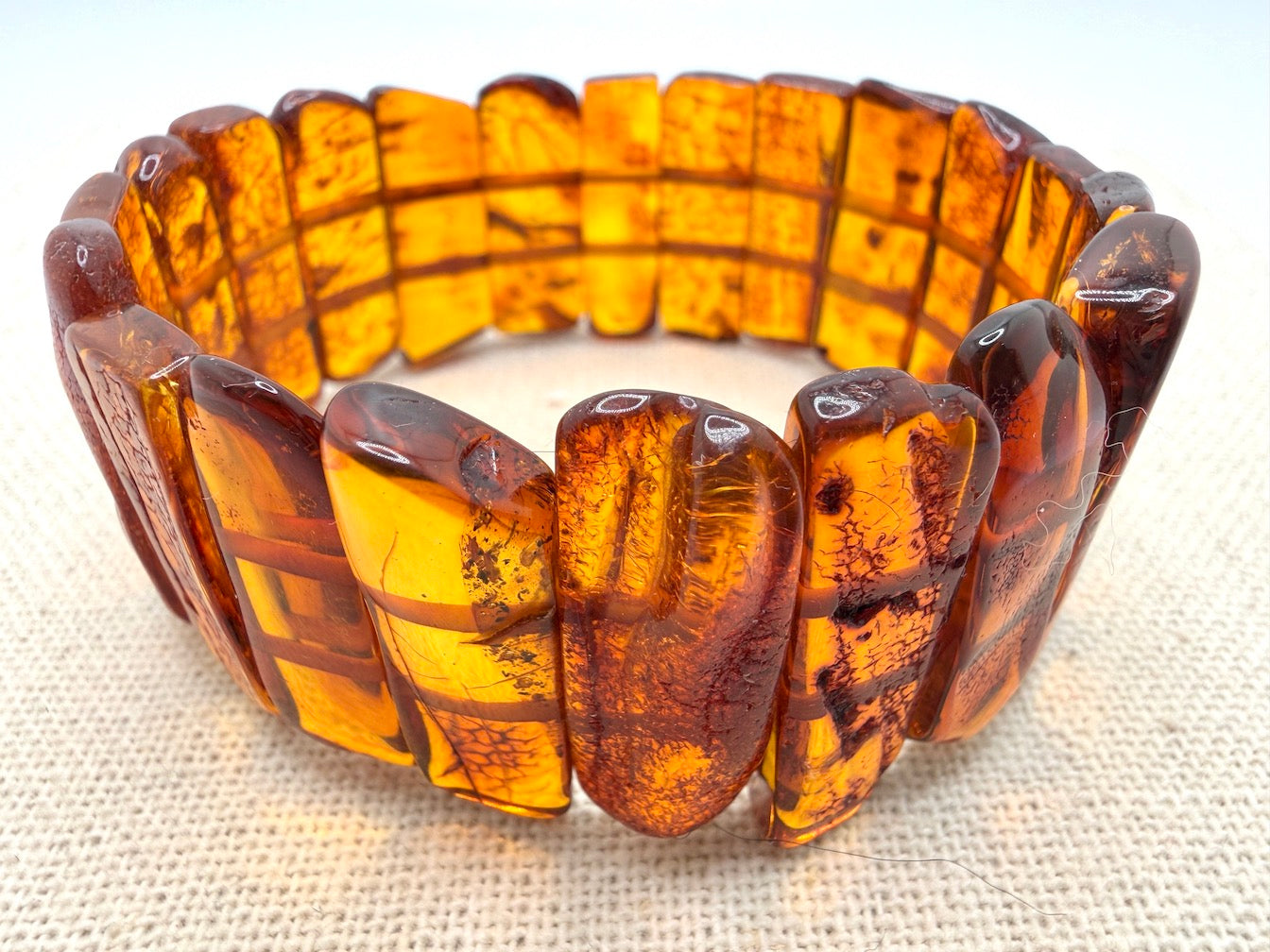 Baltic Amber Ombré Natural Honey Cognac Stretch Bracelet