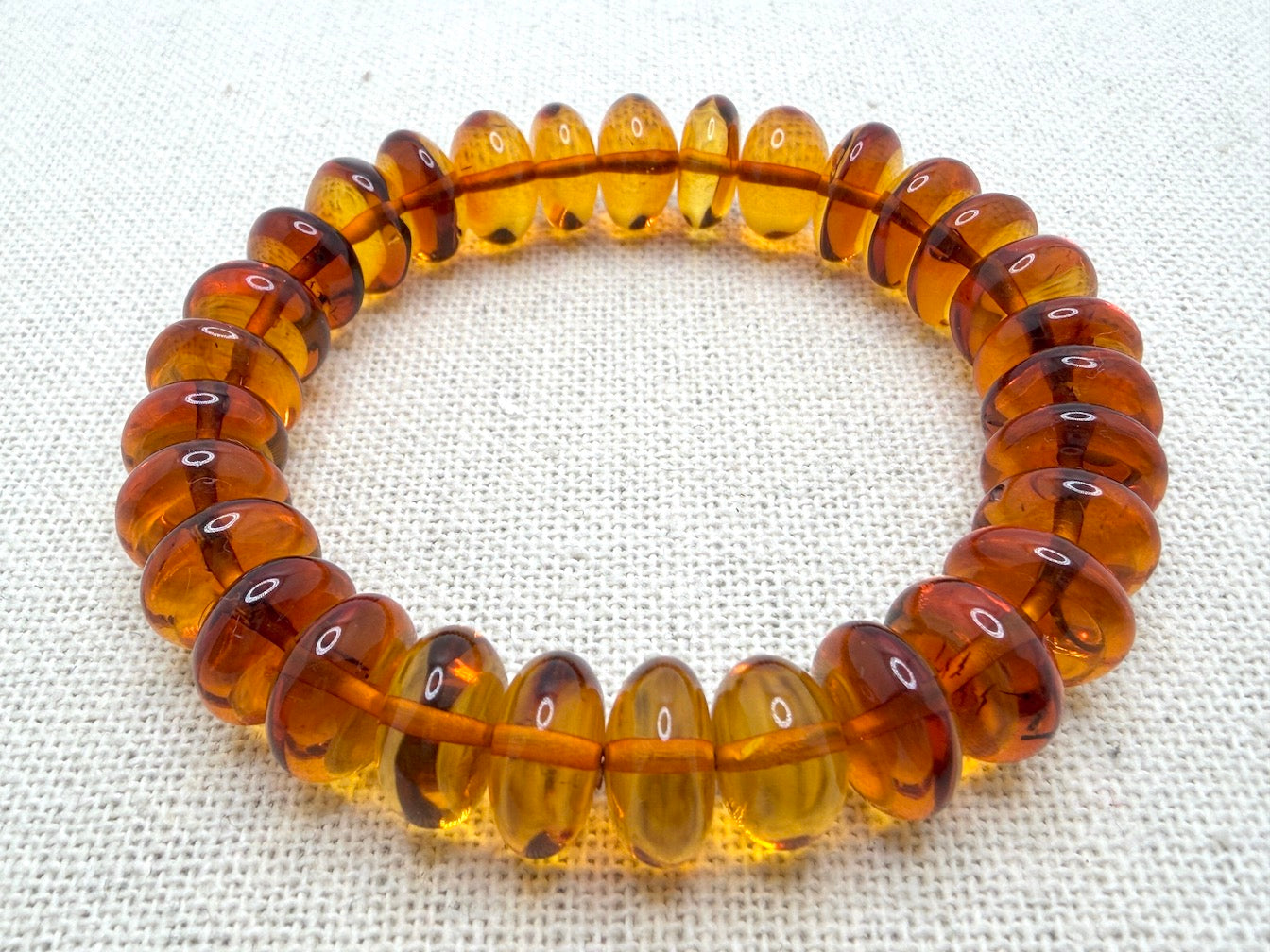 Baltic Amber Ombré Natural Honey Cognac Stretch Bracelet