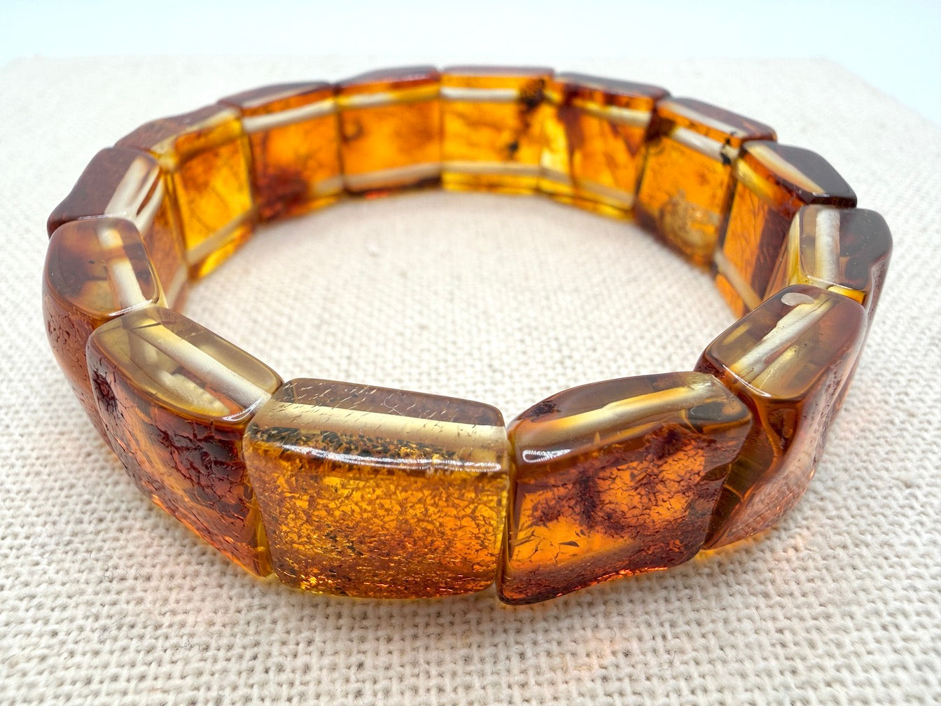 Baltic Amber Ombré Natural Honey Cognac Stretch Bracelet