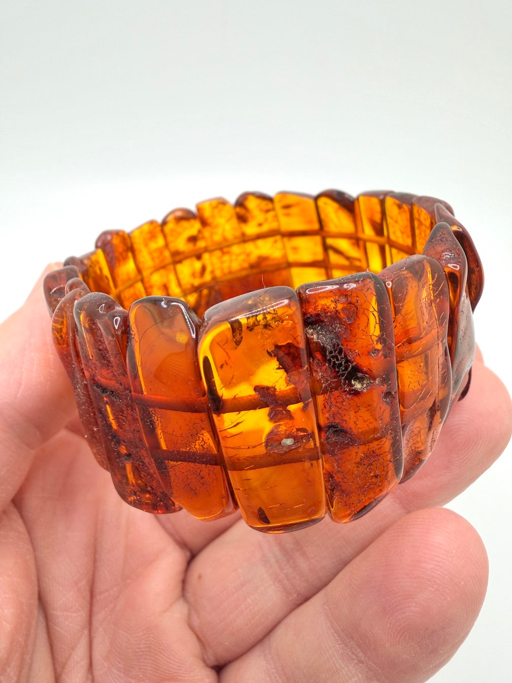 Baltic Amber Ombré Natural Honey Cognac Stretch Bracelet