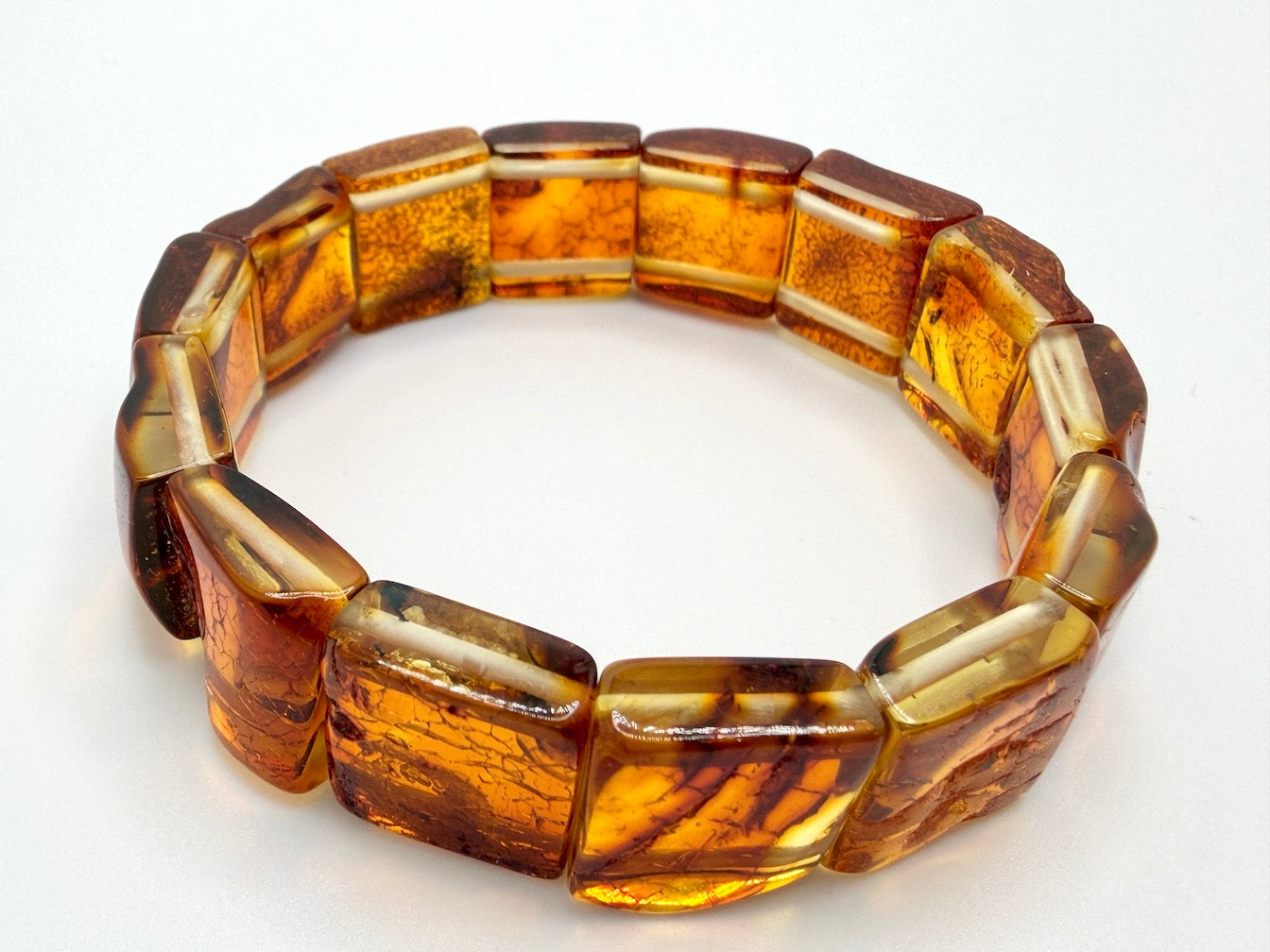 Baltic Amber Ombré Natural Honey Cognac Stretch Bracelet