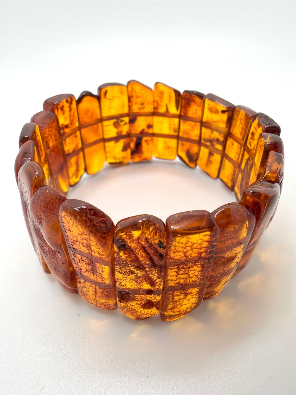 Baltic Amber Ombré Natural Honey Cognac Stretch Bracelet