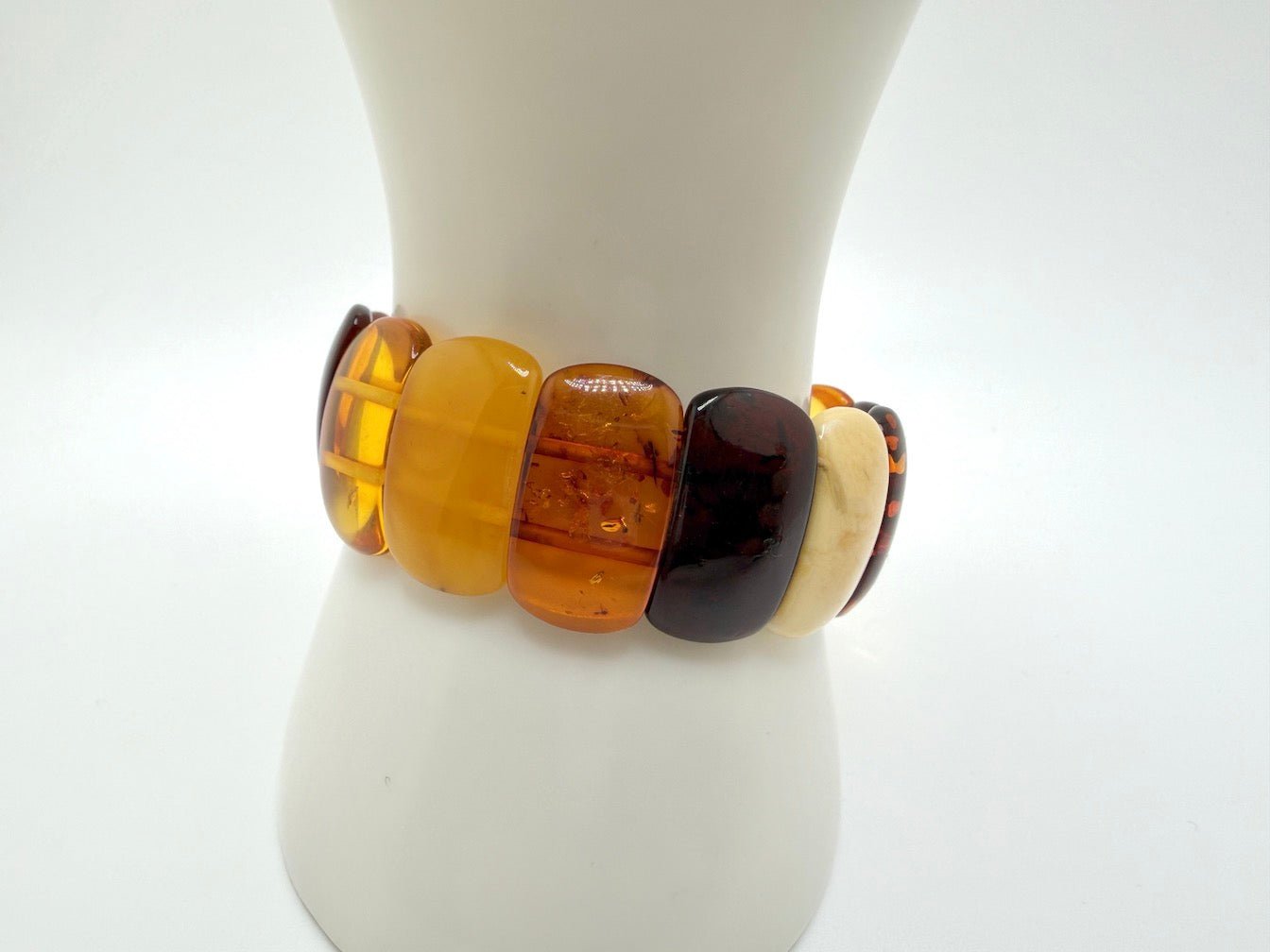 Baltic Amber Ombré Stretch Bracelet – Lemon, Cognac & Cherry Amber
