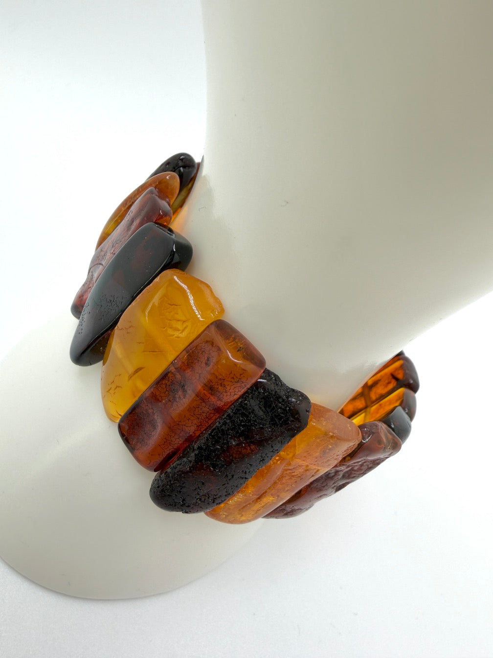 Baltic Amber Ombré Stretch Bracelet – Lemon, Cognac & Cherry Amber