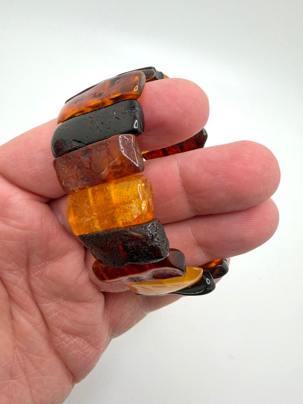Baltic Amber Ombré Stretch Bracelet – Lemon, Cognac & Cherry Amber