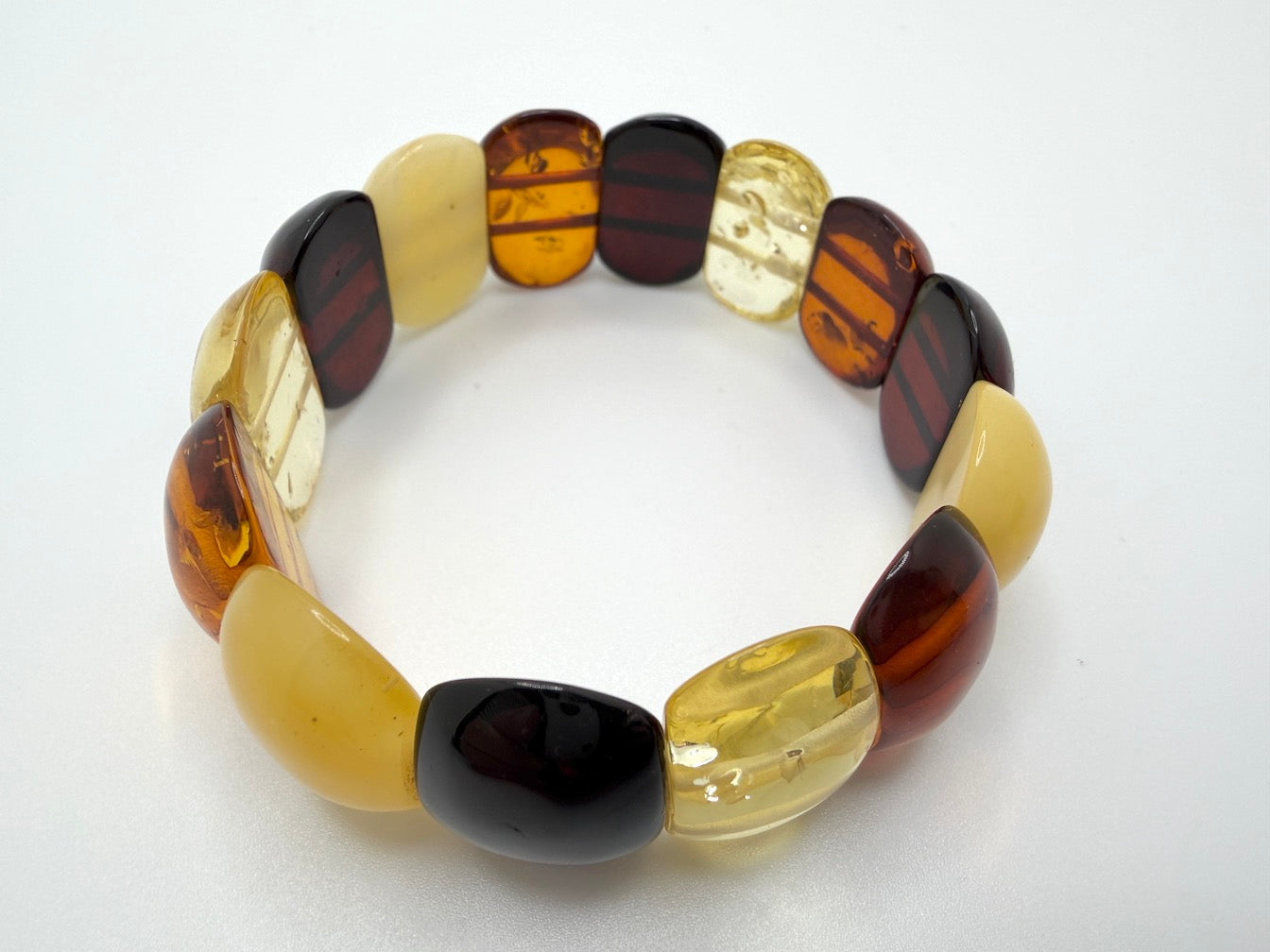 Baltic Amber Ombré Stretch Bracelet – Lemon, Cognac, Honey & Cherry Amber