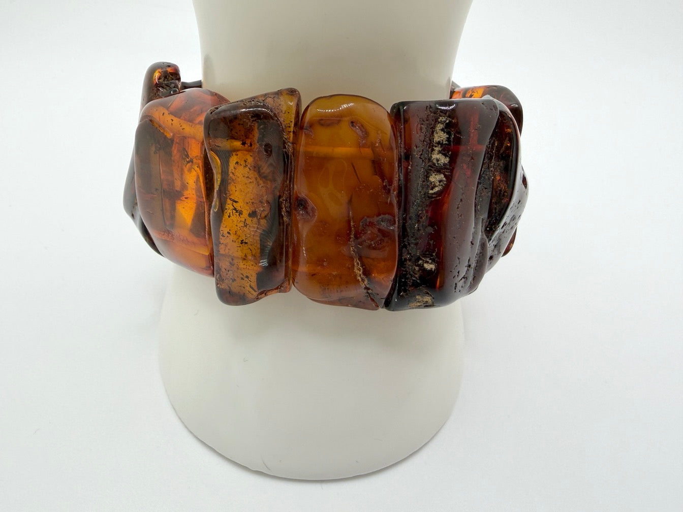 Baltic Amber Ombré Stretch Bracelet – Natural Honey, Butterscotch and Cherry Tones