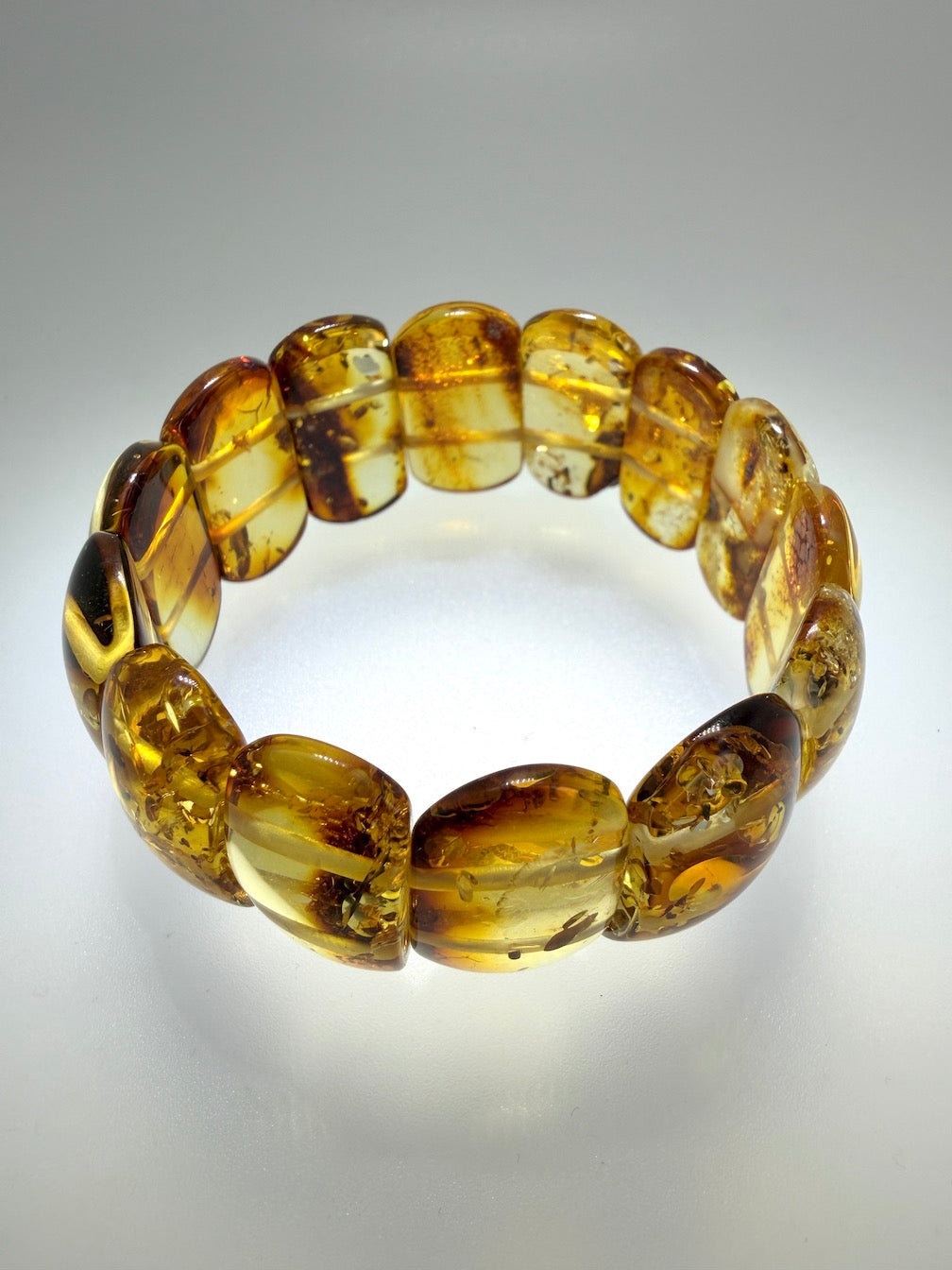 Baltic Amber Ombré Stretch Bracelet – Natural Lemon and Honey Tones