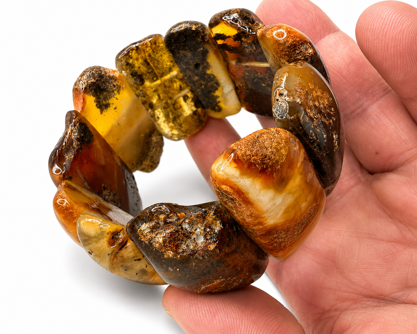 Genuine Baltic Amber Oversized Chunk Bracelet 