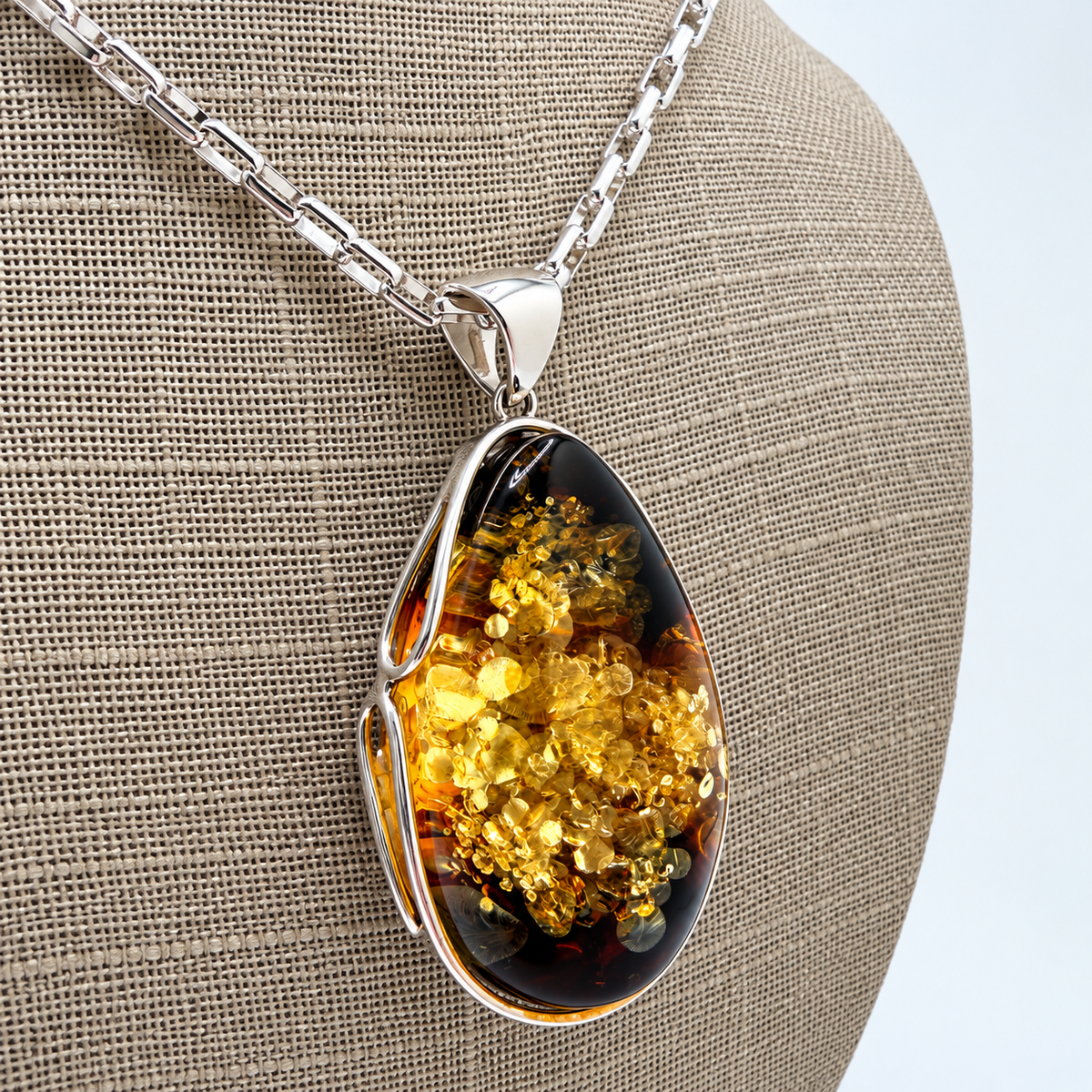 One of a Kind Baltic Amber Pendant Sterling Silver, Lemon Green Amber Necklace,