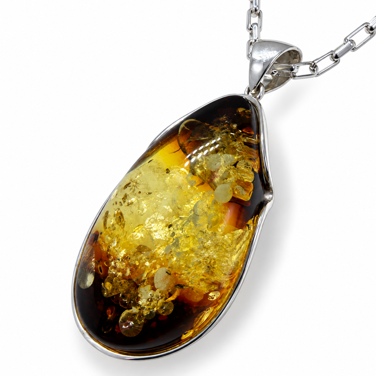 One of a Kind Baltic Amber Pendant Sterling Silver, Lemon Green Amber Necklace,