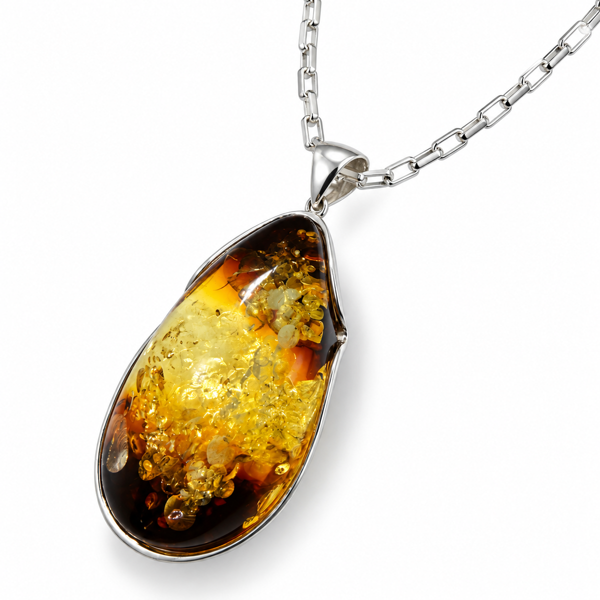 One of a Kind Baltic Amber Pendant Sterling Silver, Lemon Green Amber Necklace,