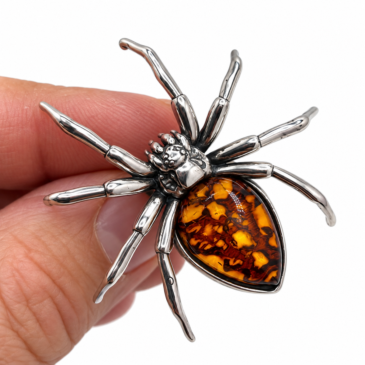 Baltic Amber Spider Ring