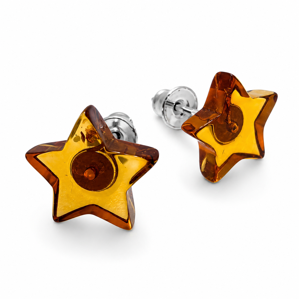 Baltic Amber Star Stud Earrings, Sterling Silver Post Earrings, Dainty Amber Star Earrings, Everyday Minimalist Jewelry