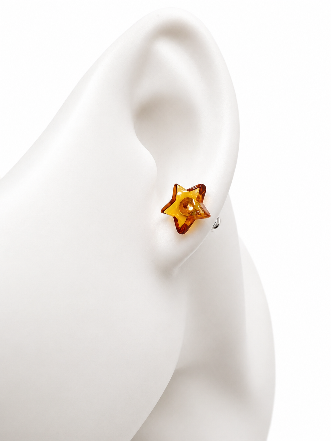 Baltic Amber Star Stud Earrings, Sterling Silver Post Earrings, Dainty Amber Star Earrings, Everyday Minimalist Jewelry