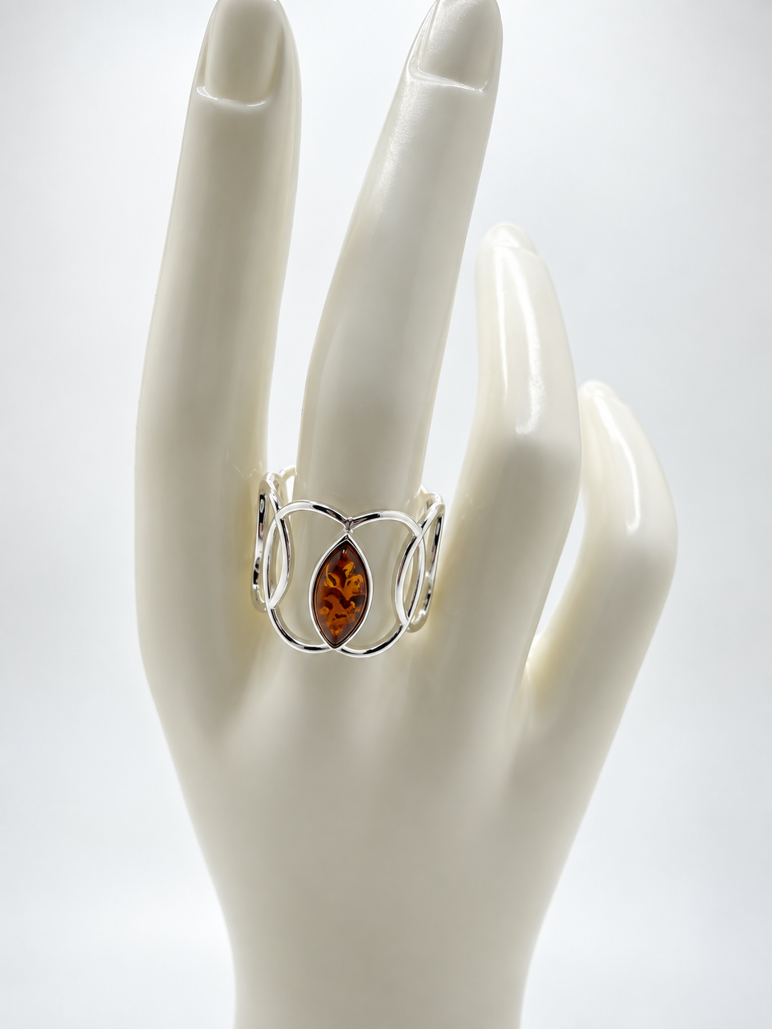Genuine Baltic Amber Sterling Silver Band Ring