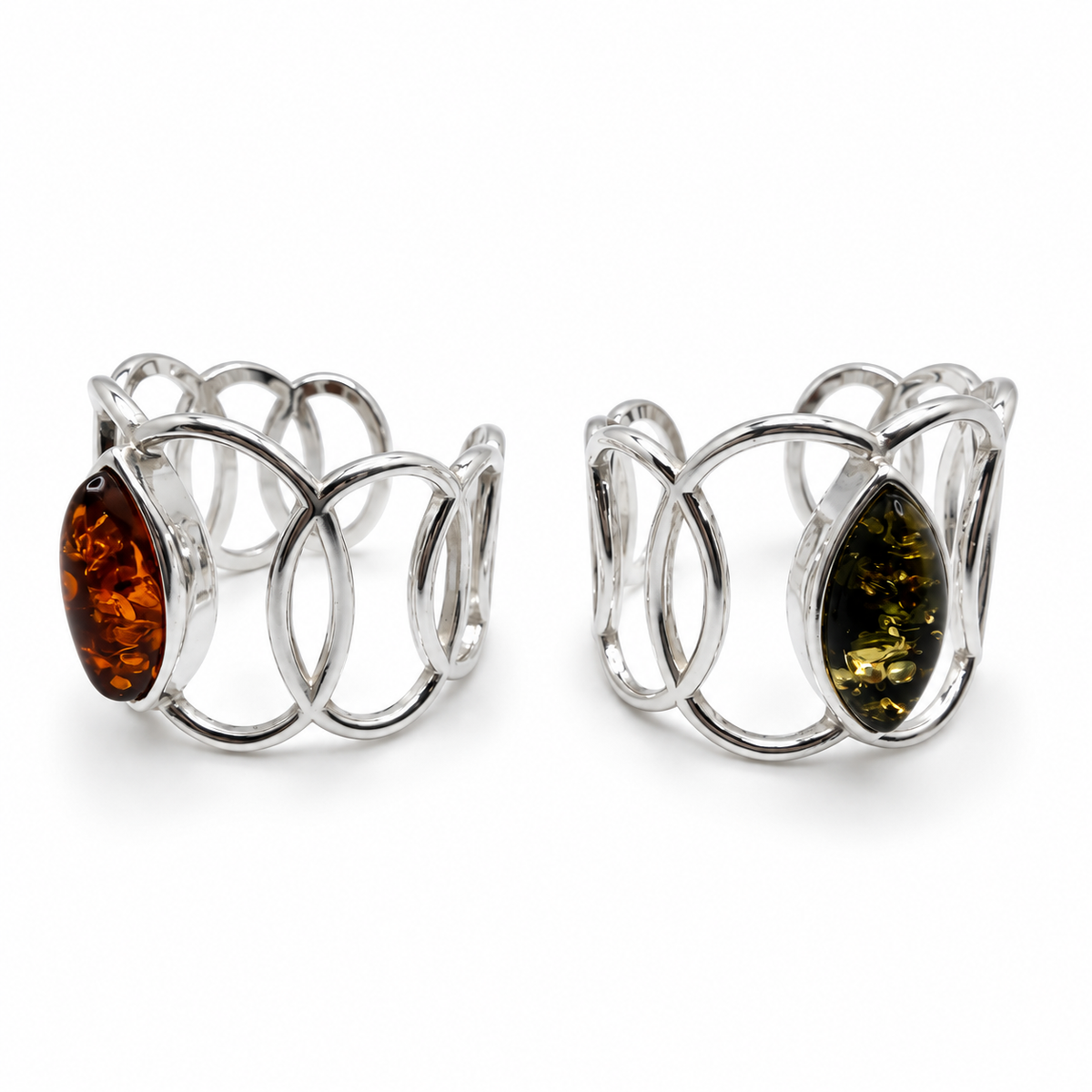 Genuine Baltic Amber Sterling Silver Band Ring