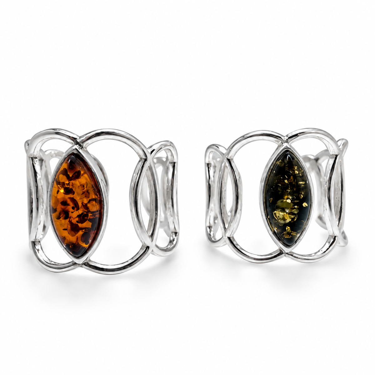 Genuine Baltic Amber Sterling Silver Band Ring
