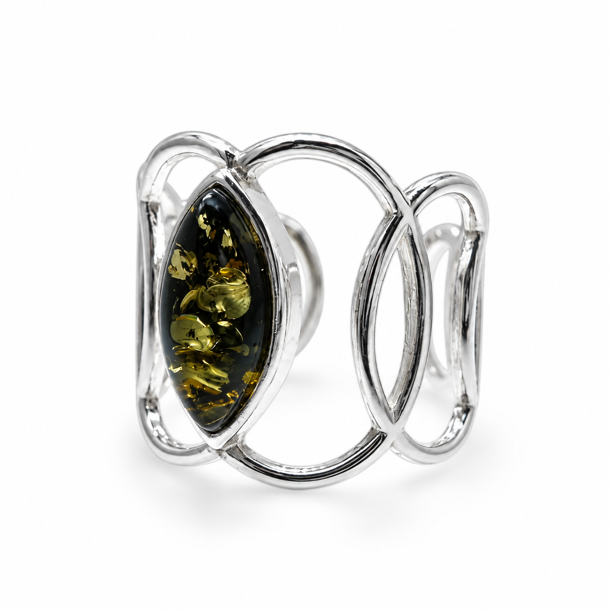 Genuine Baltic Amber Sterling Silver Band Ring
