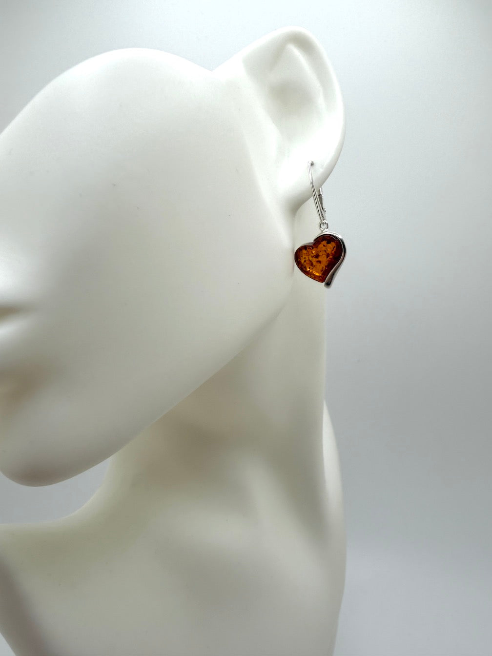Baltic Amber Sterling Silver Heart Drop Earrings – Honey Amber Lever Back Dangles
