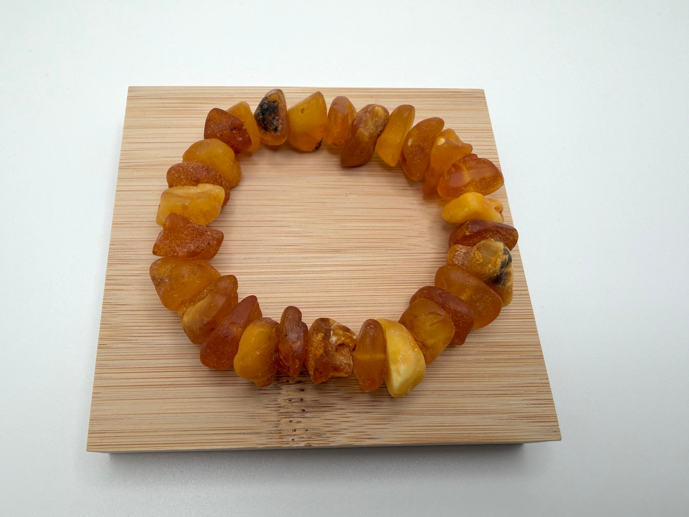 Baltic Amber Stretch Bracelet – Natural Unpolished Amber – Ombre Lemon Honey Butterscotch