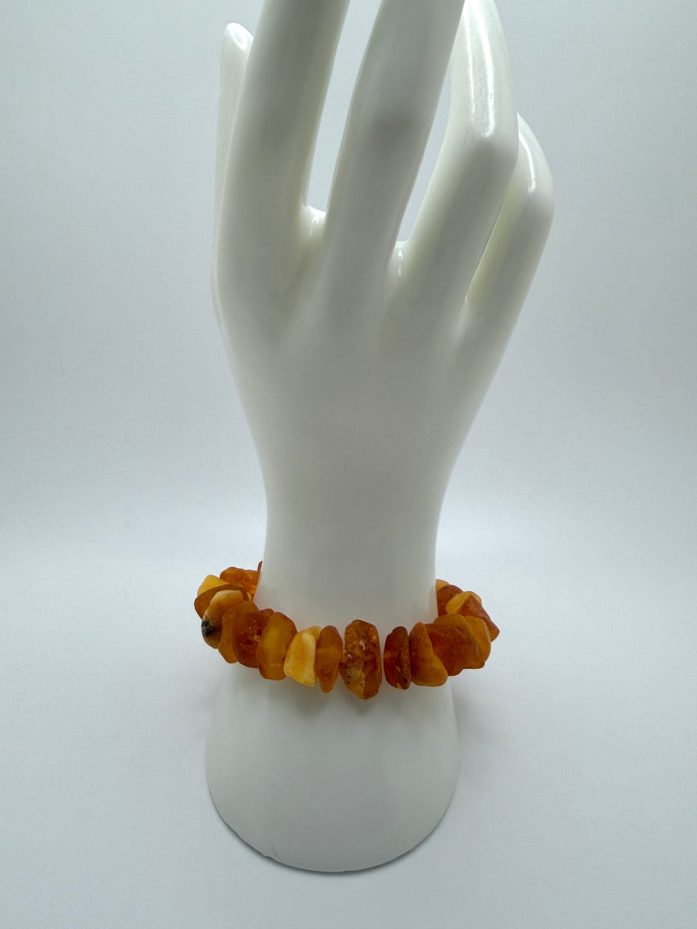 Baltic Amber Stretch Bracelet – Natural Unpolished Amber – Ombre Lemon Honey Butterscotch