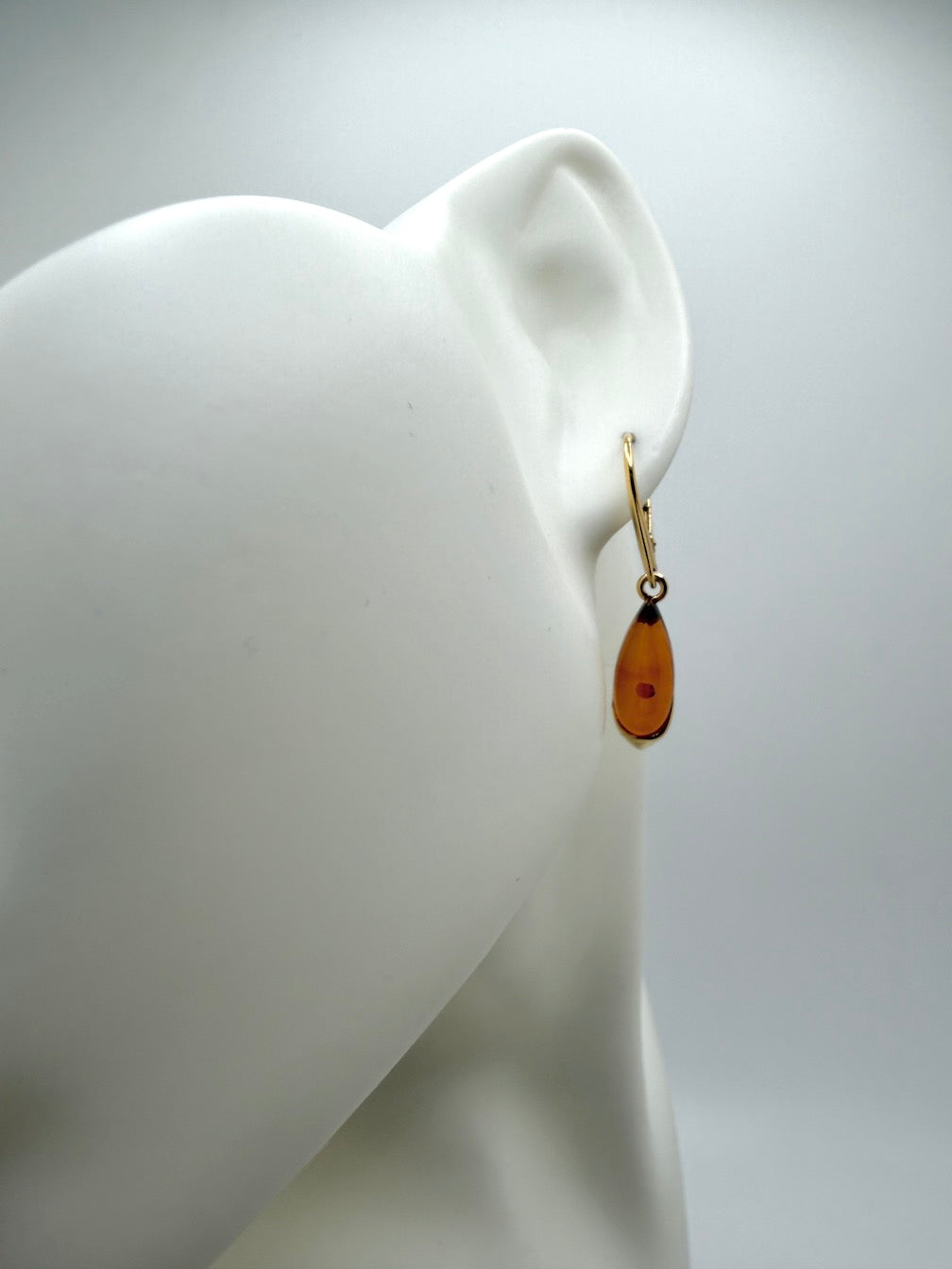 Baltic Amber and Gold Platted Sterling Silver Drop Lever Back Earrings
