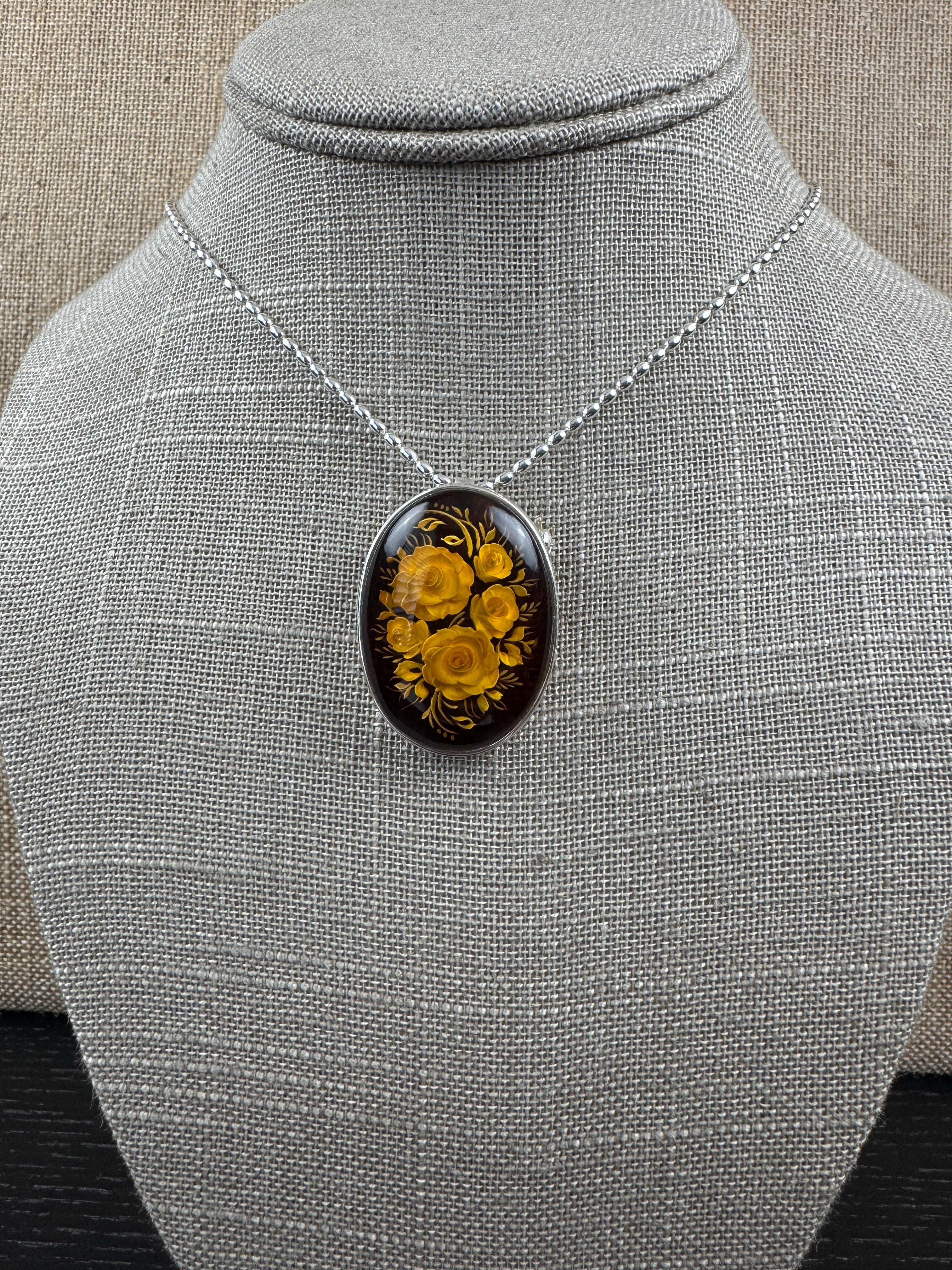 Baltic amber hand etched cameo - Intaglio - pendant or brooch - Handmade in Poland