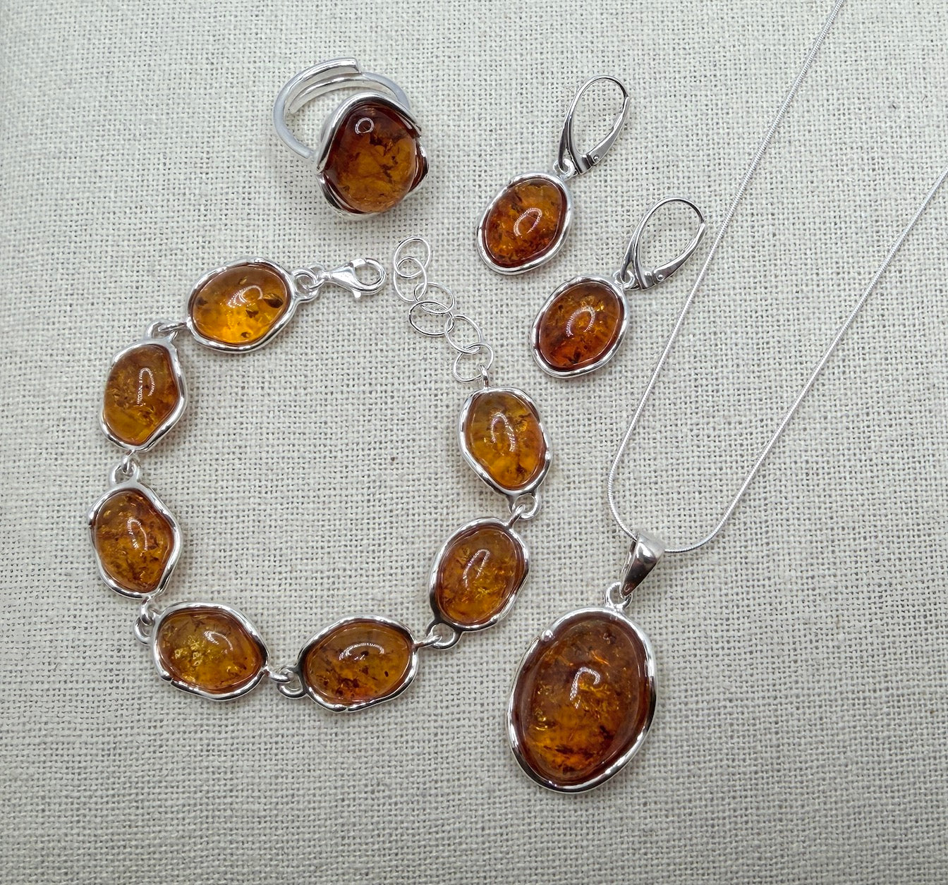 Baltic Amber Link Bracelet Adjustable to 8 1/2” inches