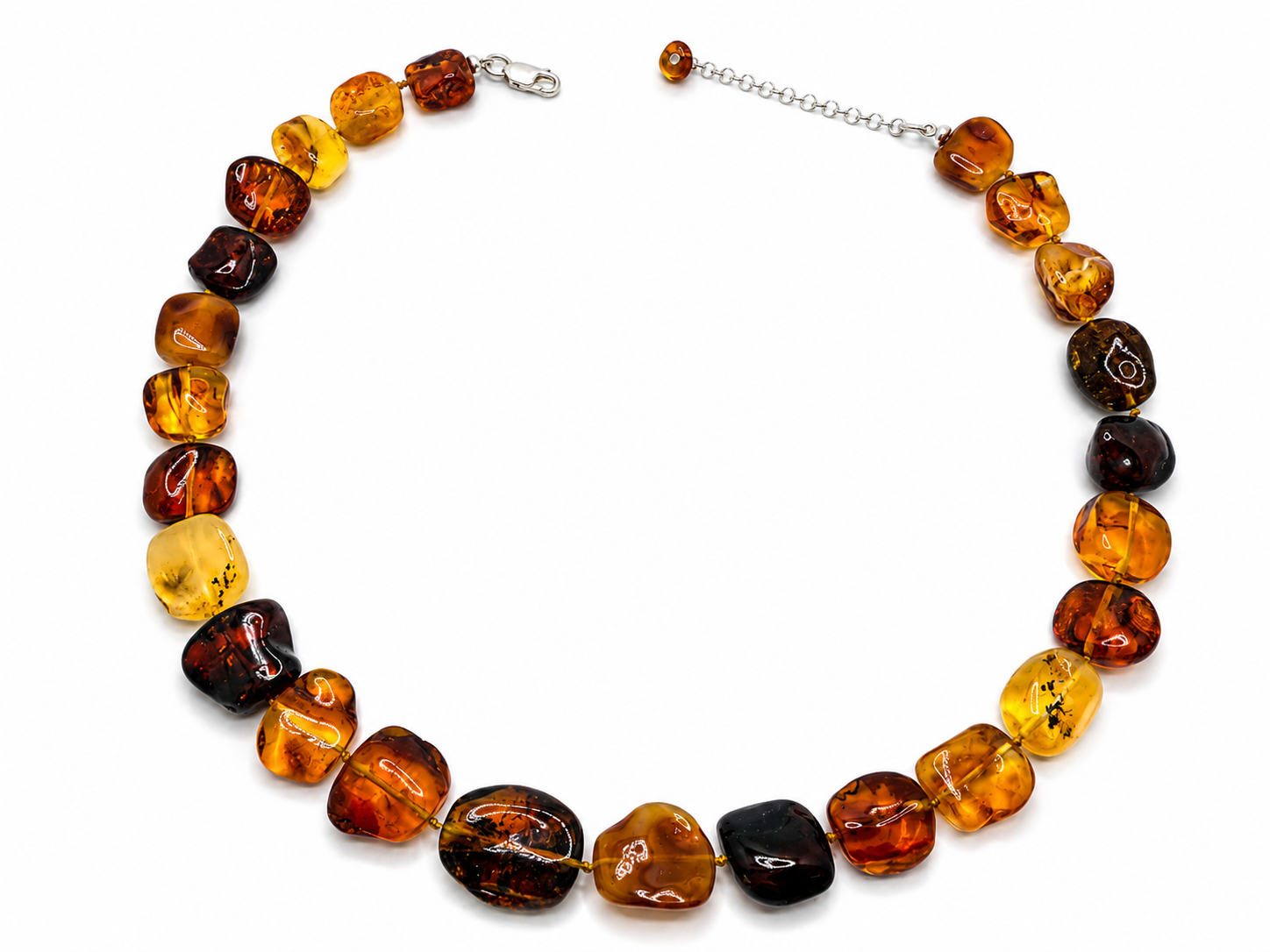 Genuine Baltic Amber Multicolor Baroque Cube Necklace 