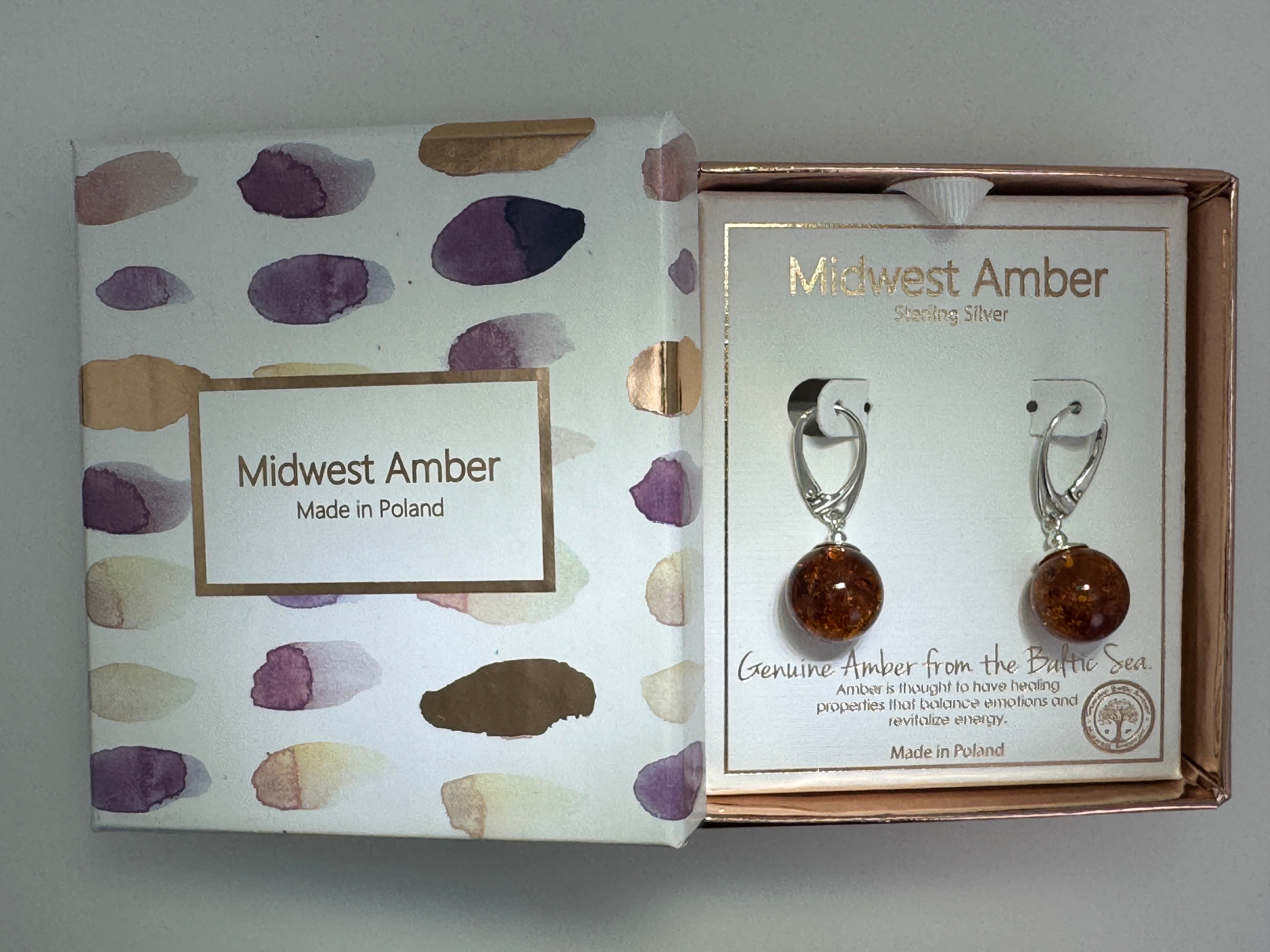 Classic Honey Baltic Amber Dangle Leverback Ball Earrings in Sterling Silver – Everyday Luxury