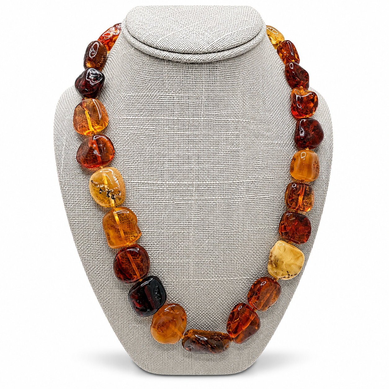 Genuine Baltic Amber Multicolor Baroque Cube Necklace 