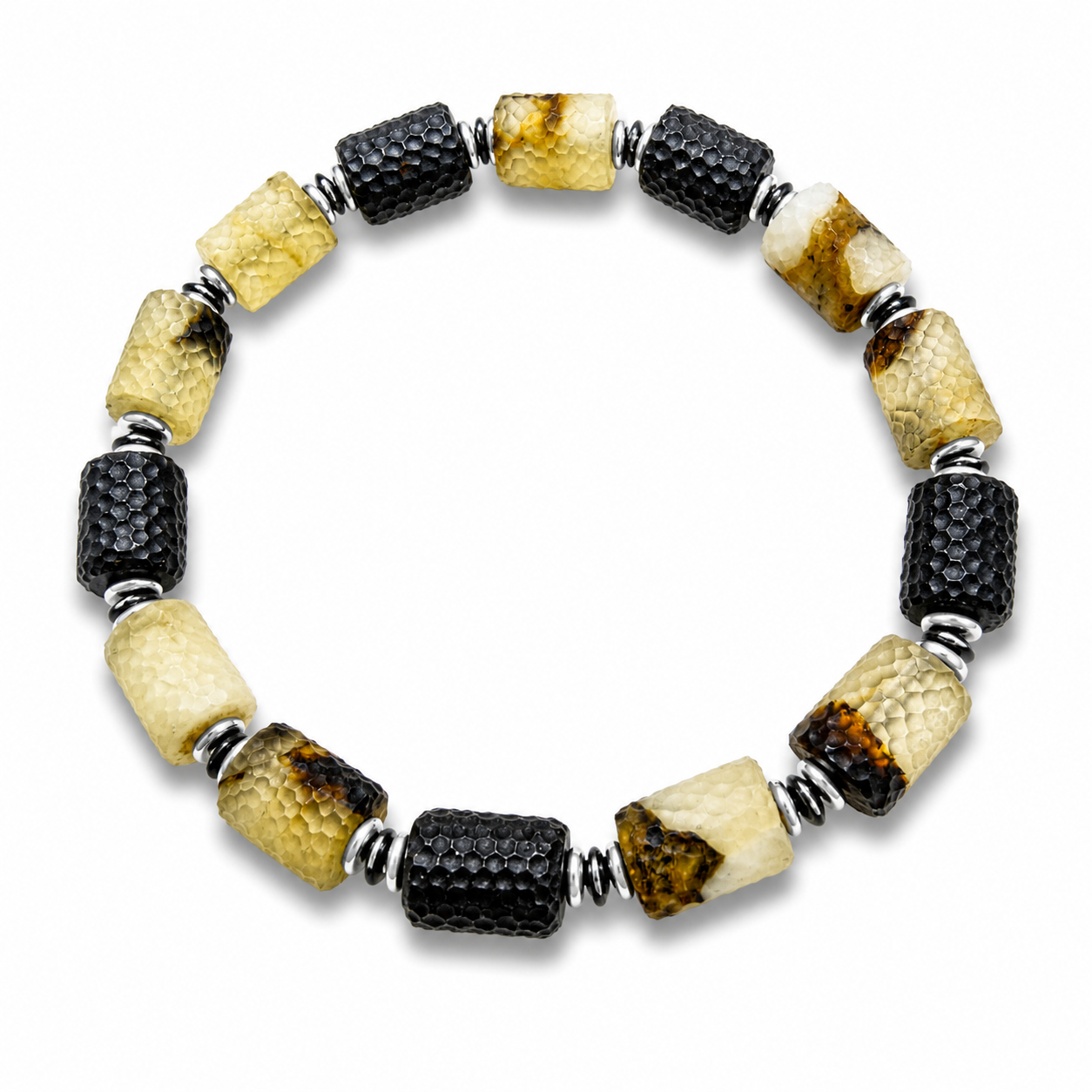 Extremely Rare Handmade in Poland Baltic Amber Men’s Bracelet – Snakeskin Pattern, Two Designs Available