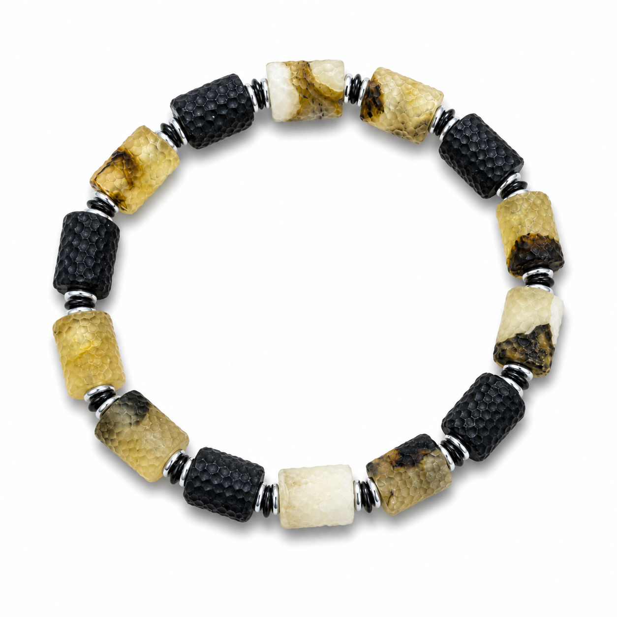 Extremely Rare Handmade in Poland Baltic Amber Men’s Bracelet – Snakeskin Pattern, Two Designs Available